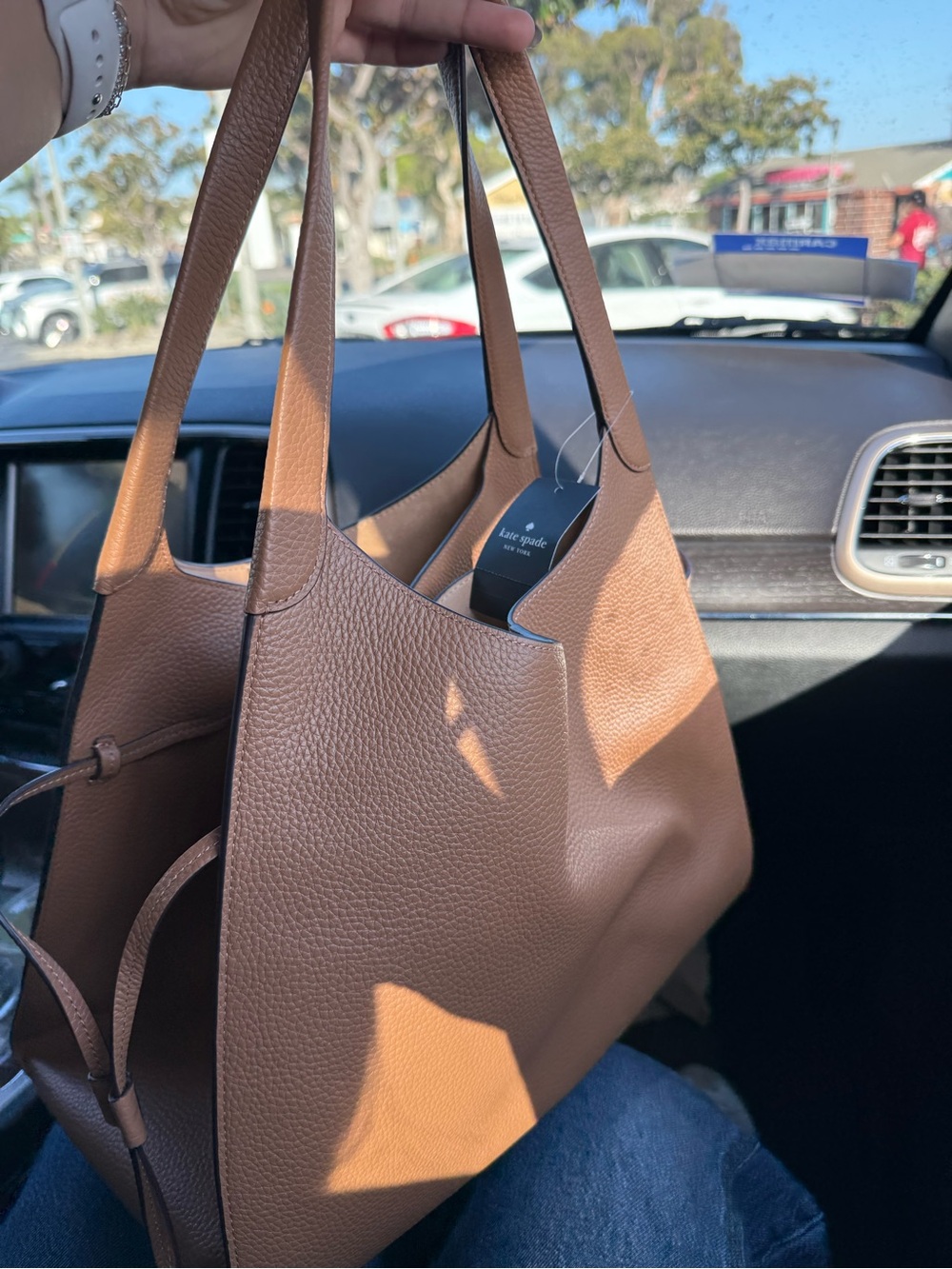 KateSpade Stash Large Carryall Bag Bungalow Tan Pebbled Leather KN680